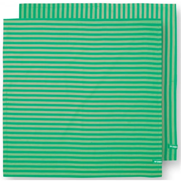 PiP Studio Conj.2 toalhas Chá Riscas Verde 65x65cm
