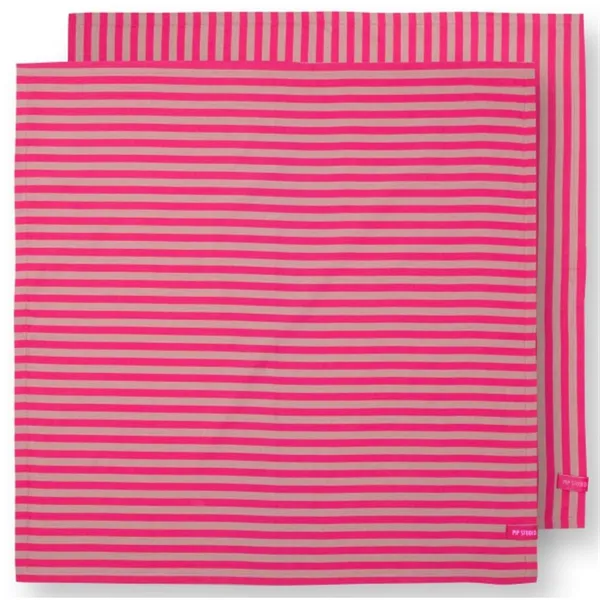 PiP Studio Conj.2 toalhas Chá Riscas Rosa 65x65cm