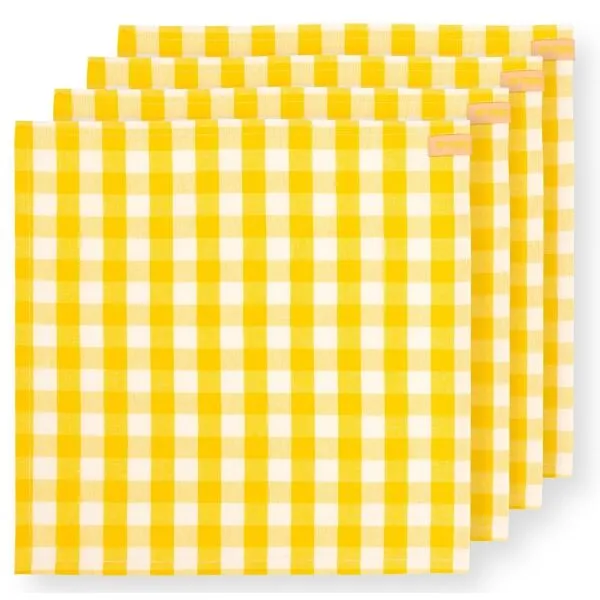 PiP Studio Conj.4Guardanapos Xadrês Amarelo 40x40cm
