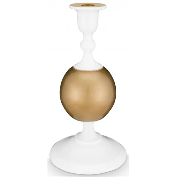 PiP Castiçal Metal Pequeno Sphere Branco Ouro 24cm
