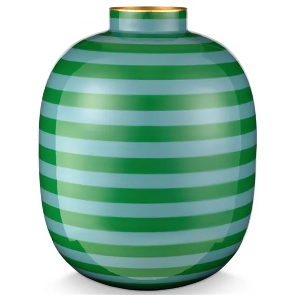 PiP Studio Vaso Metal Riscas Verde 32cm