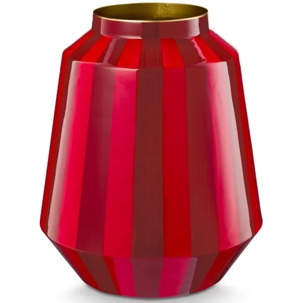 PiP Vaso metal Riscas Vermelho Escuro 24x29cm