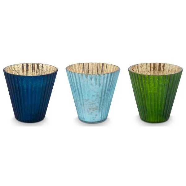 PiP Studio Conj 3Tea Lights Vidro Azul 10x10.5cm
