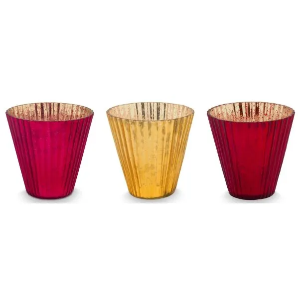 PiP Conjunto 3Tea Lights Vidro Vermelho 10x10.5cm