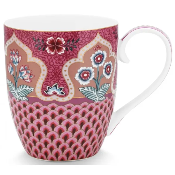 PiP Studio Flower Festival Scallop Caneca XL Rosa Escuro 450