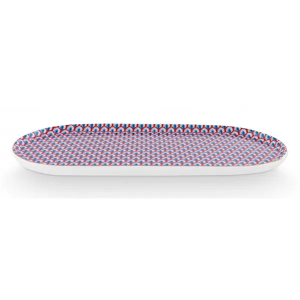 PiP Flower Festival Scallop Travessa peq Vermelho Azul 25x12