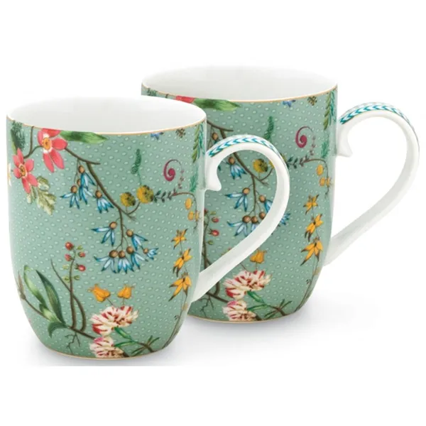 PiP Studio Jolie Conj.2 Canecas Pequenas Flowers Azul 145ml