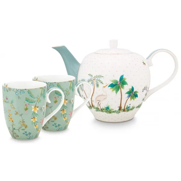 PiP Studio Jolie Set/3 Bule Grande Flowers Azul