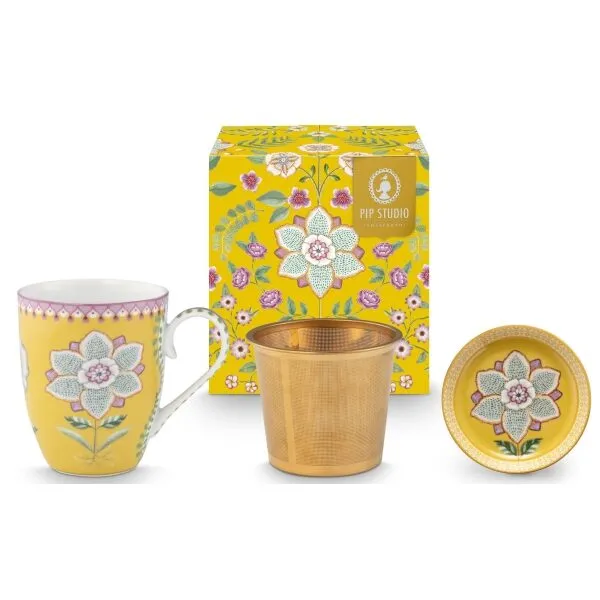 Pip Lily&Lotus Conj Caneca pires e Infusor Amarelo