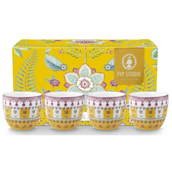 Pip Lily&Lotus Conj 4Copos Ovos Moon Delight Amarelo 4.7cm