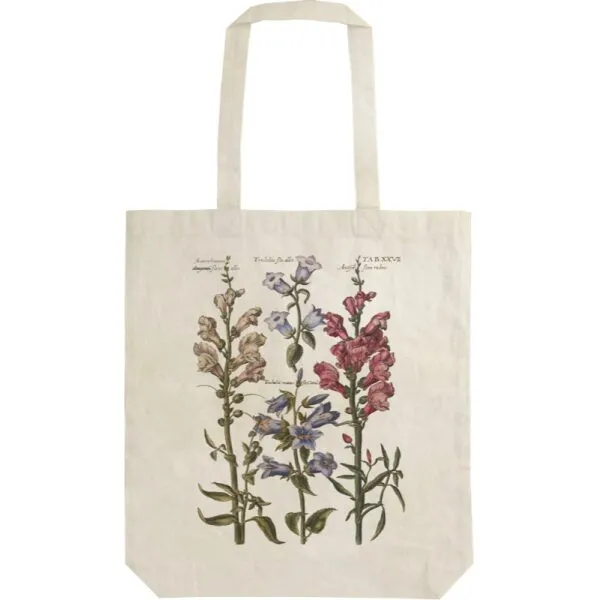 Saco Compras Algodão 38x42cm Flores Azuis